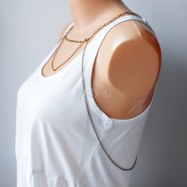 bb001b-antique bronze back drop body chain harness jewelery